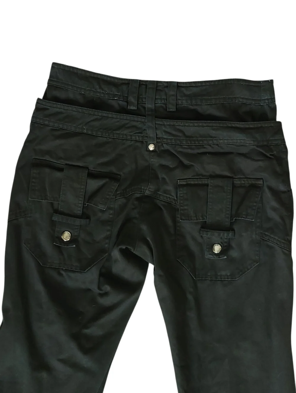 Patrizia Pepe Black Double Waist Cigarette Pants Y2K Utility Moto IT42 US6